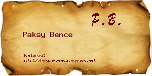 Paksy Bence névjegykártya